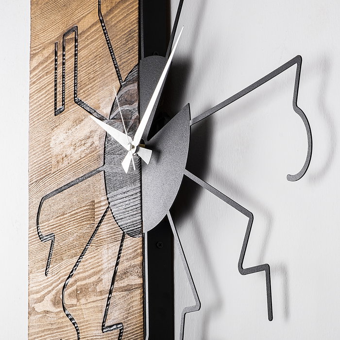 Wallity Reloj de pared decorativo de madera Nogal y Negro